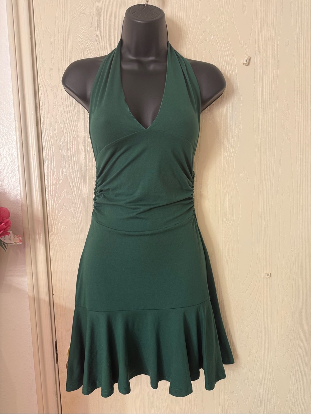 SHEIN Deep Green Halter Mini Dress